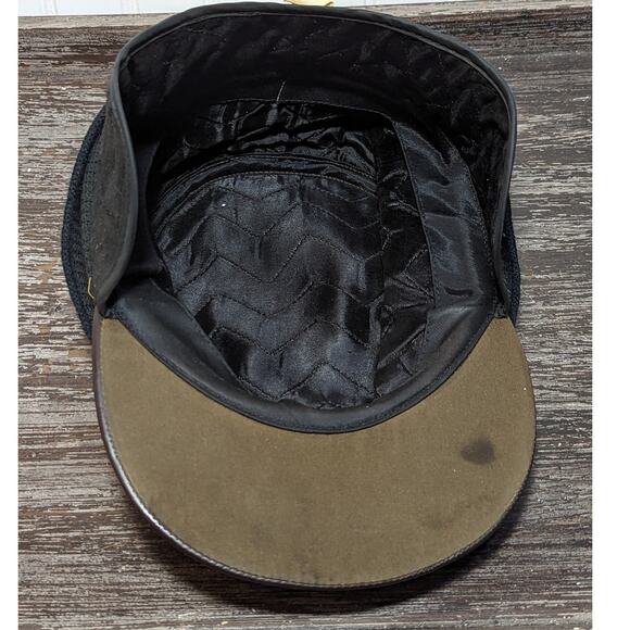 Vintage Men's United Hatters Cap Millinery Workers Hat Leather Knit Size 71/4 - Picture 7 of 7